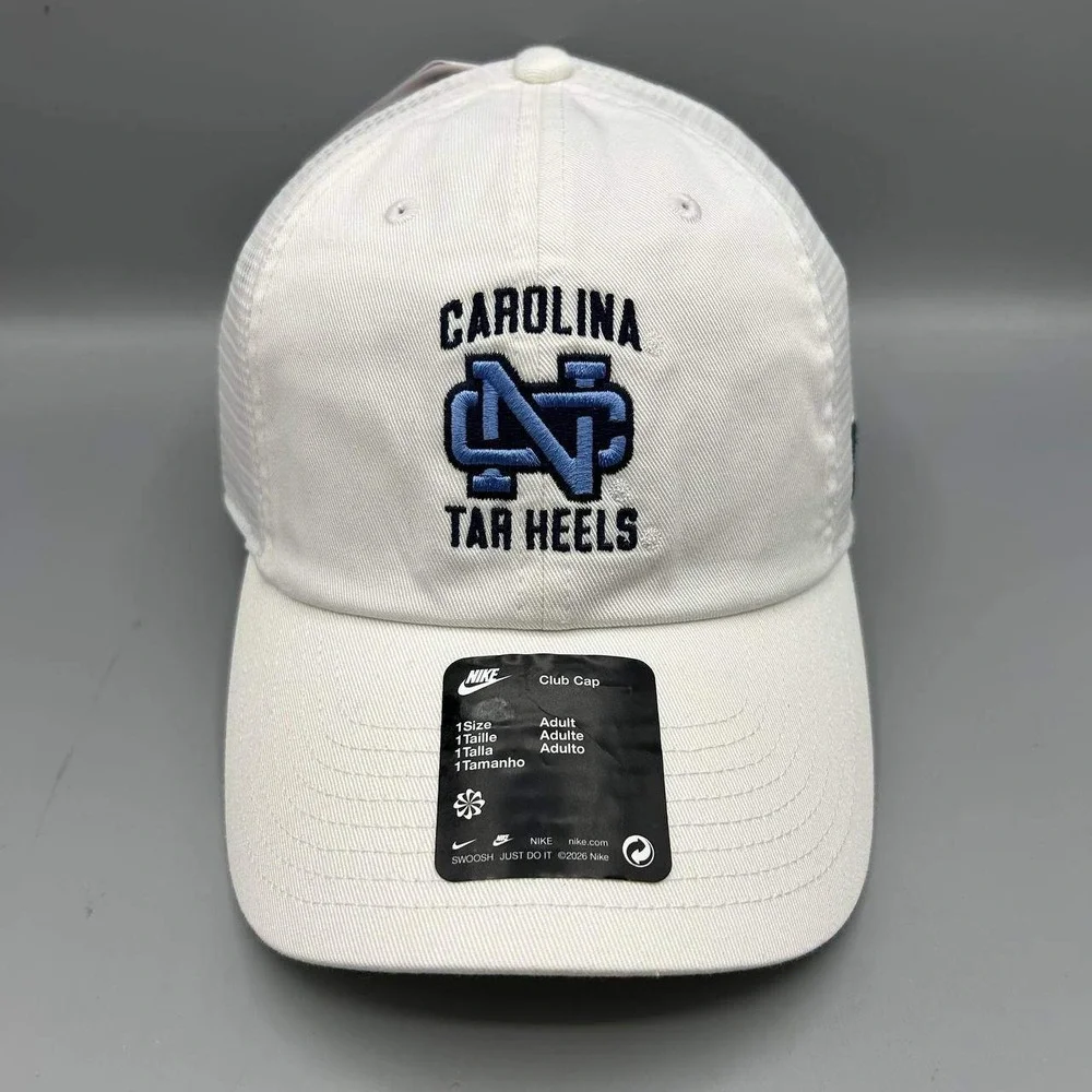 Nike Club North Carolina Tar Heels Hat Men White Strap Back Cap Cotton New